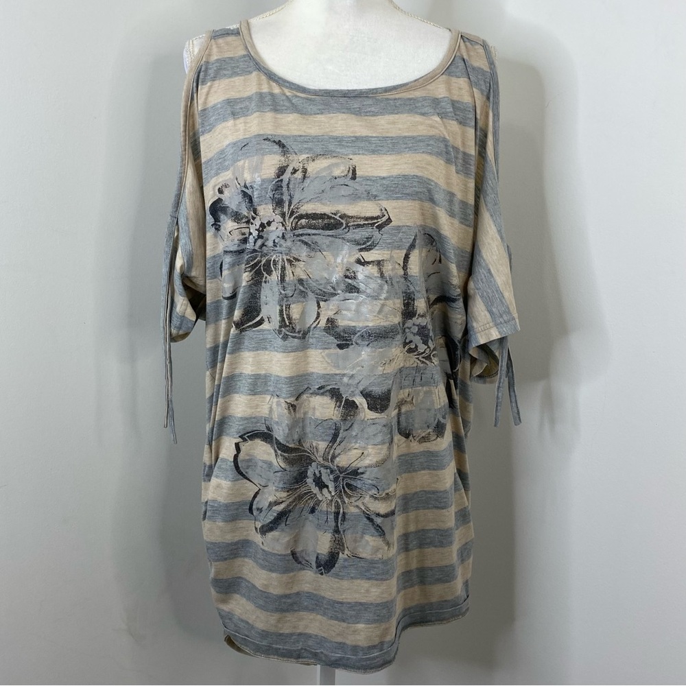 Caren Sport Cold Shoulder Graphic Tunic